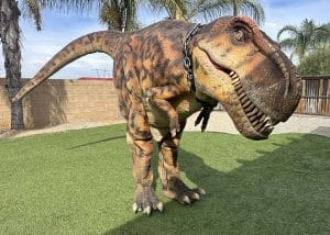 t rex dinosaur costume party hire california