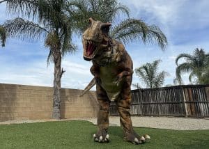 t rex dinosaur costume party hire california