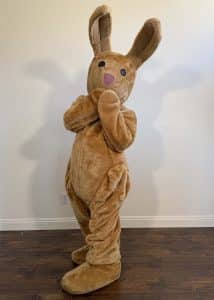 adorable brown easter bunny character available for easter celebration in southern california